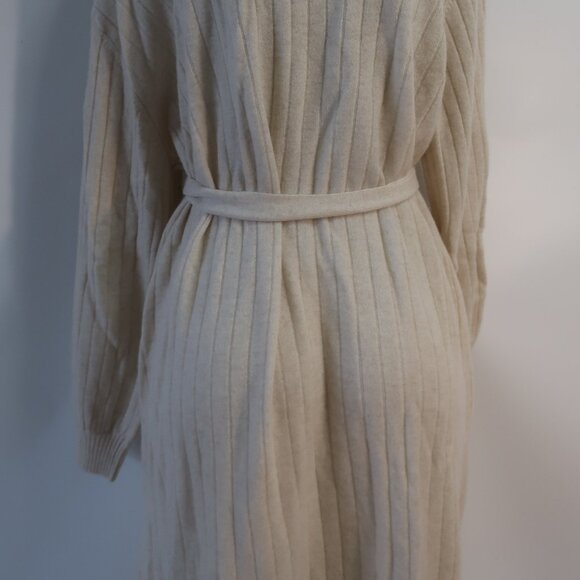 NWT Womens Crush Beige Ribbed Pure Cashmere Long Duster Cardigan Sweater 2 US/M - Picture 11 of 16